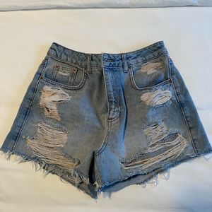 Topshop distressed jean shorts